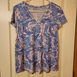Lilly Pulitzer 100% Cotton Short Sleeve Tee Etta Top Maybe Gator Size Large